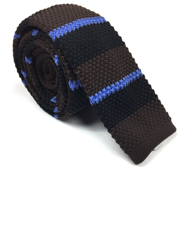Brown Striped Knit Tie | G+Co. Apparel