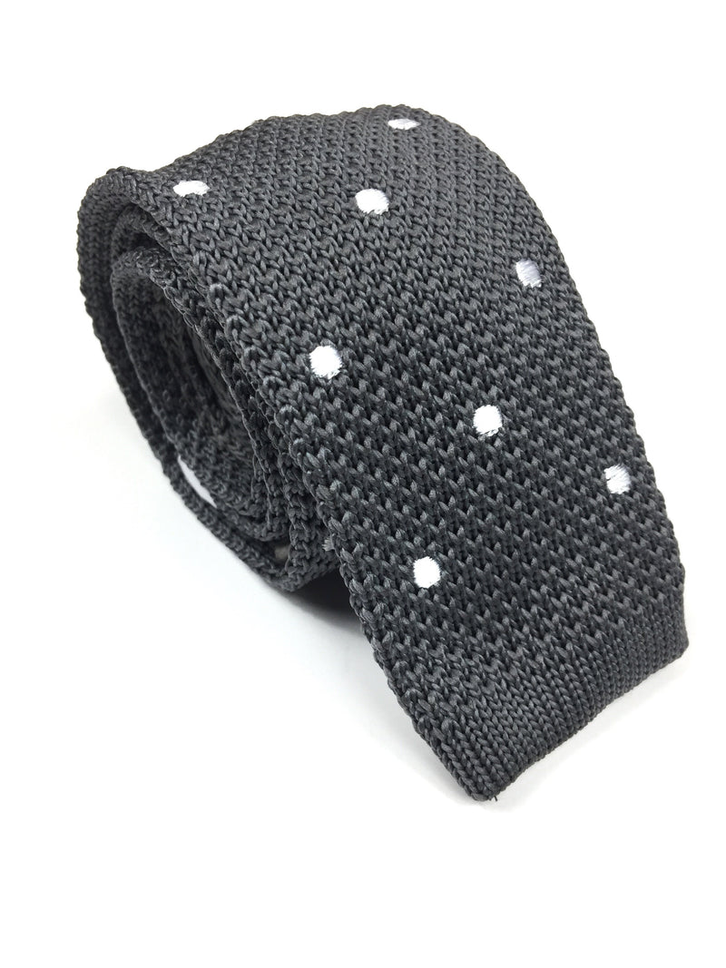 Grey Polka Dot Knit NeckTie | G+Co. Apparel