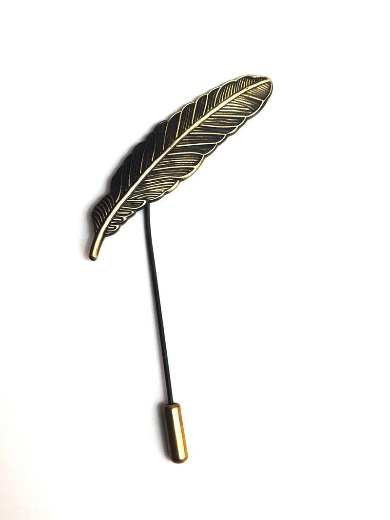 Bronze Metal Feather Lapel  | G+Co Apparel