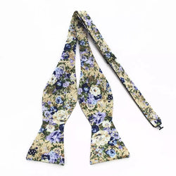 Cream and Lavender Floral Bow Tie