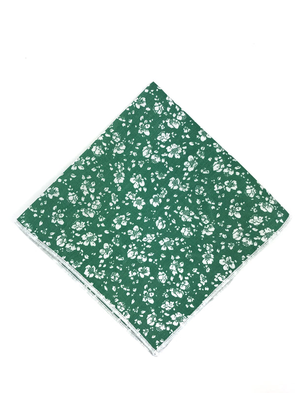 Green Floral Pocket Square