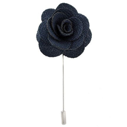 Navy Blue Flower Lapel Pin
