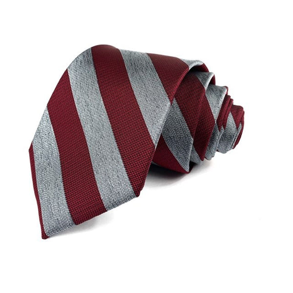 Red and Grey Striped Tie