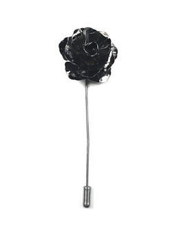Black Metallic Rose Lapel Pin