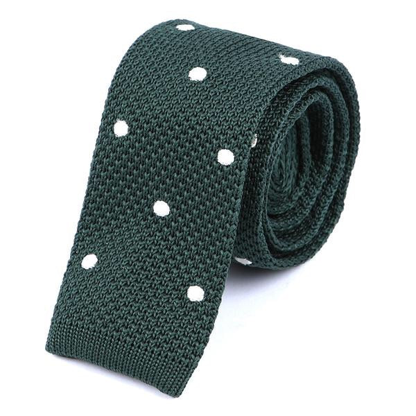 Forest Green Polka Dot Knit Tie