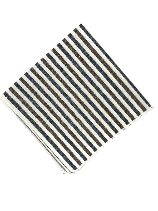 Navy and Brown Striped Pocket Square