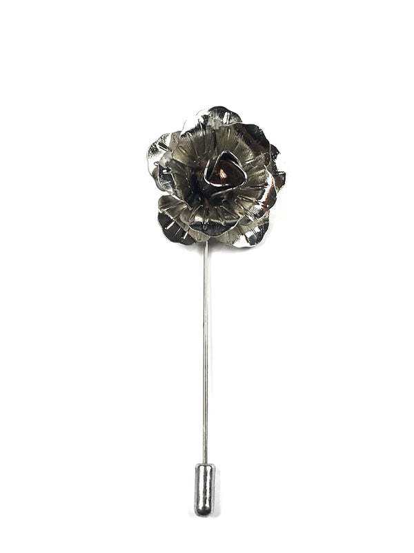 Silver Metal Rose Lapel Pin