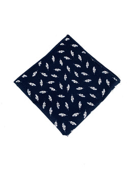 Navy Feathered Pocket Square