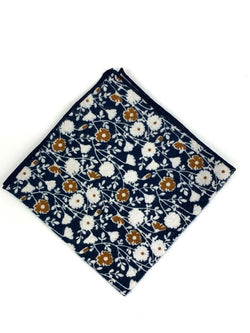 G+Co. Blue and Tan Pocket Square