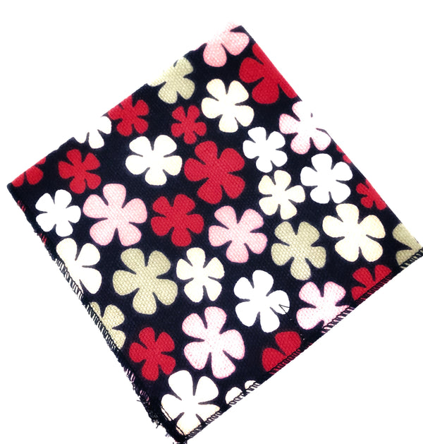 Pink and Navy Flower Pocket Square