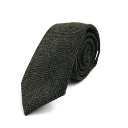 Green Wool Herringbone Tie