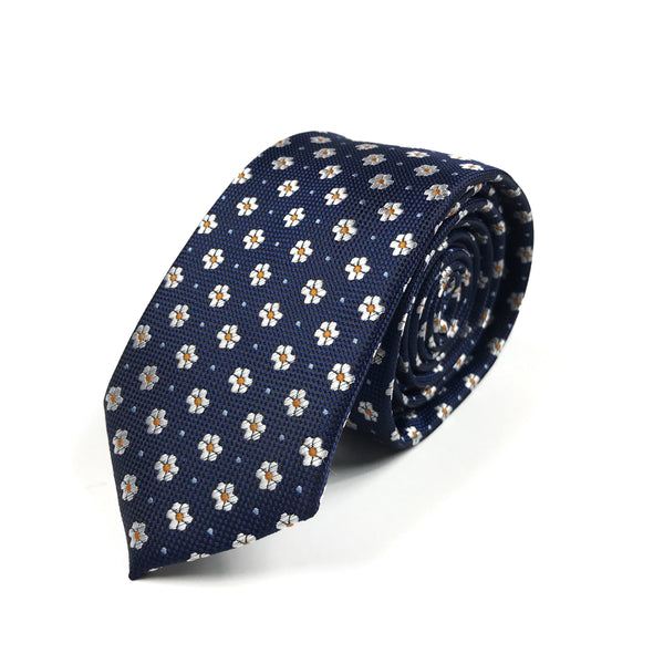 Navy and Yellow Floral Tie