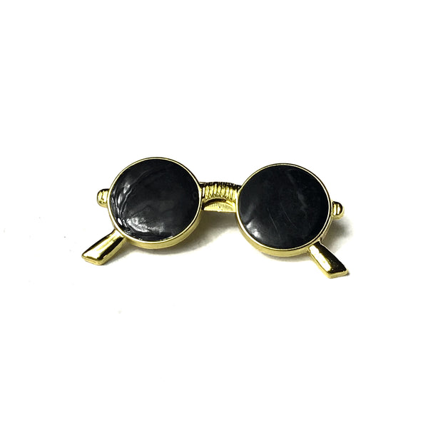 Black and Gold Glasses Lapel Pin