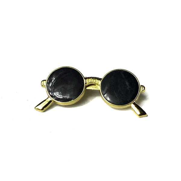 Black and Gold Glasses Lapel Pin – Apparel - Main Image